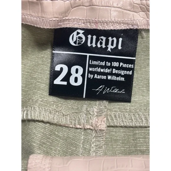 Guapi Men's Dead or Alive Faux Croc Leather Pants Beige Streetwear 28 LTD 71/100